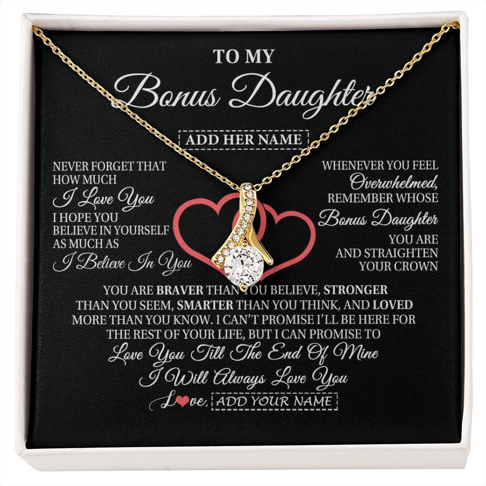 Alluring Beauty Necklace 18K Yellow Gold Finish | 1 | Personalized To My Bonus Daughter Birthday Gifts From Stepmother Stepdad Always Love You Stepdaughter Gifts Necklace Christmas Custom Gift Box Message Card | siriusteestore.myshopify