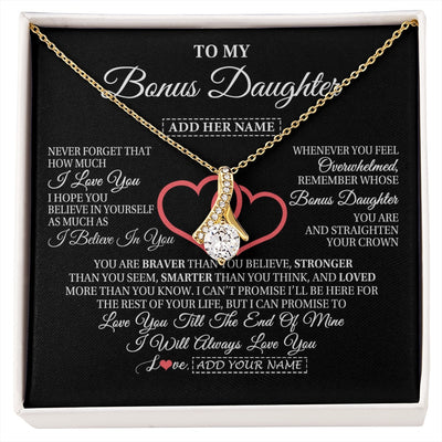 Alluring Beauty Necklace 18K Yellow Gold Finish | 1 | Personalized To My Bonus Daughter Birthday Gifts From Stepmother Stepdad Always Love You Stepdaughter Gifts Necklace Christmas Custom Gift Box Message Card | siriusteestore.myshopify