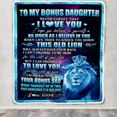 Personalized To My Bonus Daughter Blanket From Bonus Dad Never Forget That I Love You Stepdaughter Birthday Gifts Graduation Christmas Fleece Blanket | siriusteestore