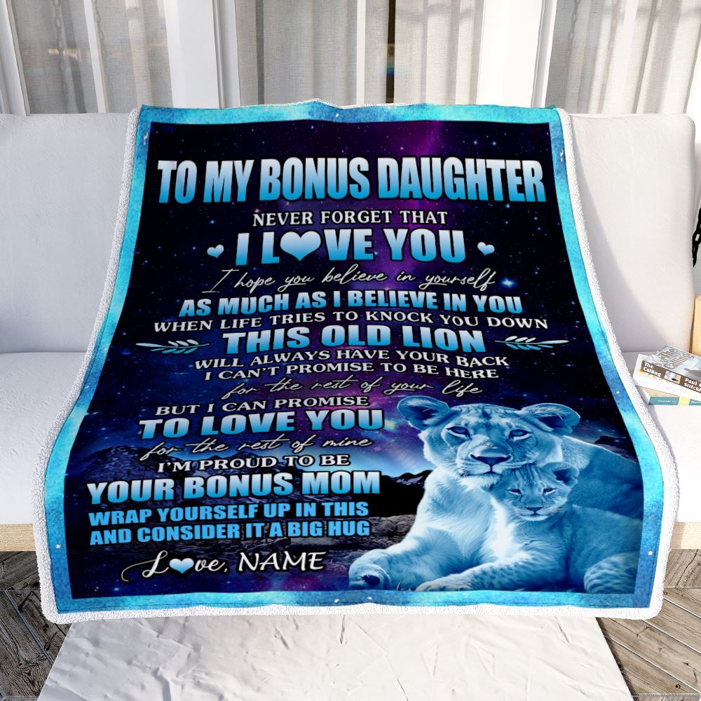 Personalized To My Bonus Daughter Blanket From Bonus Mom Never Forget That I Love You Stepdaughter Birthday Gifts Graduation Christmas Fleece Blanket | siriusteestore