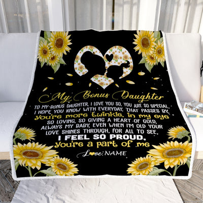Personalized To My Bonus Daughter Blanket From Mom Sunflower I Love You So Special Stepdaughter Birthday Graduation Christmas Customized Fleece Throw Blanket | siriusteestore