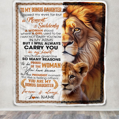 Personalized To My Bonus Daughter Blanket From Stepdad Mom I Closed My Eyes Great Stepdaughter Birthday Gifts Graduation Christmas Customized Fleece Blanket | siriusteestore