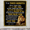 Personalized To My Bonus Daughter Blanket From Stepfather This Old Lion Love You Stepdaughter Birthday Graduation Christmas Customized Fleece Blanket | siriusteestore