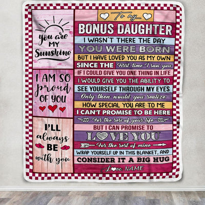 Personalized To My Bonus Daughter Blanket From Stepmom Dad Wood I Have Loved You As My Own Stepdaughter Birthday Graduation Christmas Customized Fleece Blanket | siriusteestore