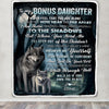Personalized To My Bonus Daughter Blanket From Stepmom Stepdad Never Feel That You Are Alone Wolf Birthday Graduation Christmas Customized Gift Fleece Blanket | siriusteestore