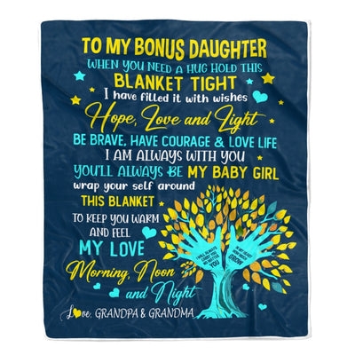 Personalized To My Bonus Daughter Blanket From Stepmother When You Need A Hug Baby Girl Stepdaughter Birthday Christmas Customized Fleece Blanket | siriusteestore