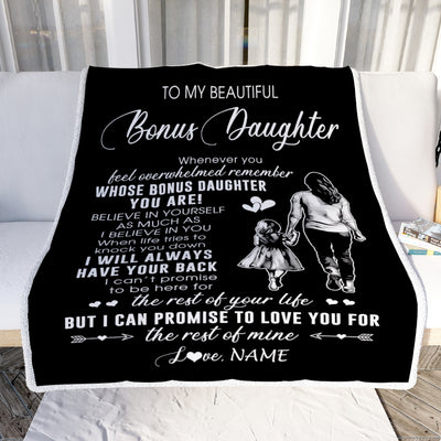 Personalized To My Bonus Daughter Blanket From Stepmother Whenever You Feel Overwhelmed Stepdaughter Birthday Graduation Christmas Customized Fleece Blanket | siriusteestore