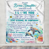 Personalized To My Bonus Daughter Blanket Turtle I Love You Forever From Stepmom Stepdad Stepdaughter Birthday Gifts Christmas Graduation Custom Fleece Blanket | siriusteestore