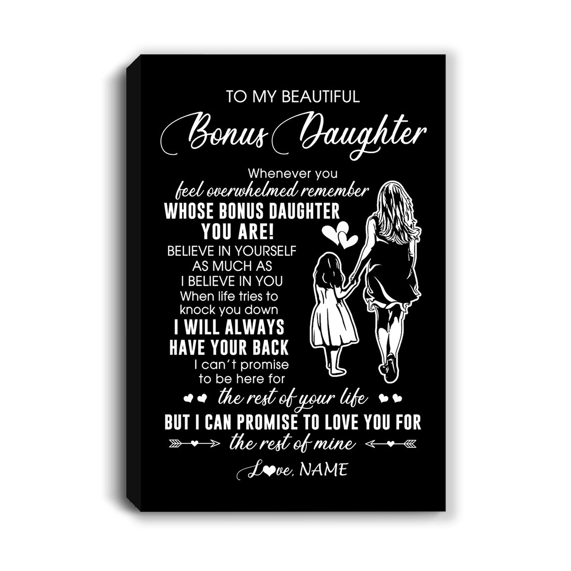 Personalized To My Bonus Daughter Canvas From Stepmother Whenever You Feel Overwhelmed Stepdaughter Birthday Graduation Christmas Custom Wall Art Print Framed Canvas | siriusteestore