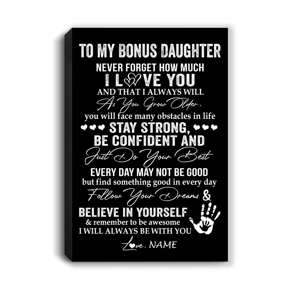 Personalized To My Bonus Daughter Canvas I Love You Forever From Stepmom Stepdad Stepdaughter Birthday Gifts Christmas Graduation Custom Wall Art Print Framed Canvas | siriusteestore