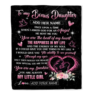 Personalized To My Bonus Daughter From Stepdad Blanket Once Upon A Time Birthday Graduation Gifts For Stepdaughter Gifts Christmas Fleece Throw Blanket | siriusteestore