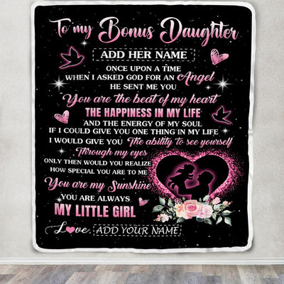 Personalized To My Bonus Daughter From Stepdad Blanket Once Upon A Time Birthday Graduation Gifts For Stepdaughter Gifts Christmas Fleece Throw Blanket | siriusteestore