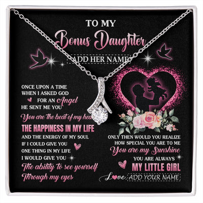 Alluring Beauty Necklace 14K White Gold Finish | 1 | Personalized To My Bonus Daughter From Stepdad Necklace Once Upon A Time Birthday Graduation Gifts For Stepdaughter Christmas Custom Gift Box Message Card | siriusteestore.myshopify