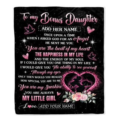 Personalized To My Bonus Daughter From Stepmom Blanket Once Upon A Time Birthday Graduation Gifts For Stepdaughter Gifts Christmas Fleece Throw Blanket | siriusteestore