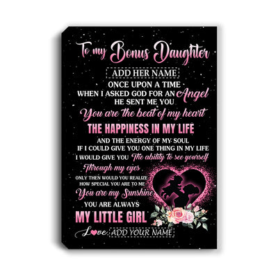 Personalized To My Bonus Daughter From Stepmom Canvas Once Upon A Time Birthday Graduation Gifts For Stepdaughter Christmas Custom Wall Art Print Framed Canvas | siriusteestore