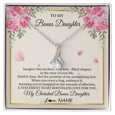Alluring Beauty Necklace 14K White Gold Finish | 1 | Personalized To My Bonus Daughter From Stepmom Imagine This Necklace As A Love Stepddaughter Birthday Jewelry Christmas Customized Gift Box Message Card | siriusteestore