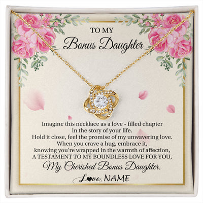Love Knot Necklace 18K Yellow Gold Finish | 1 | Personalized To My Bonus Daughter From Stepmom Imagine This Necklace As A Love Stepddaughter Birthday Jewelry Christmas Customized Gift Box Message Card | siriusteestore