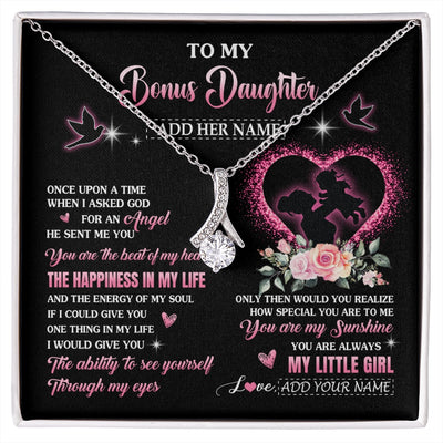 Alluring Beauty Necklace 14K White Gold Finish | 1 | Personalized To My Bonus Daughter From Stepmom Necklace Once Upon A Time Birthday Graduation Gifts For Stepdaughter Christmas Custom Gift Box Message Card | siriusteestore.myshopify