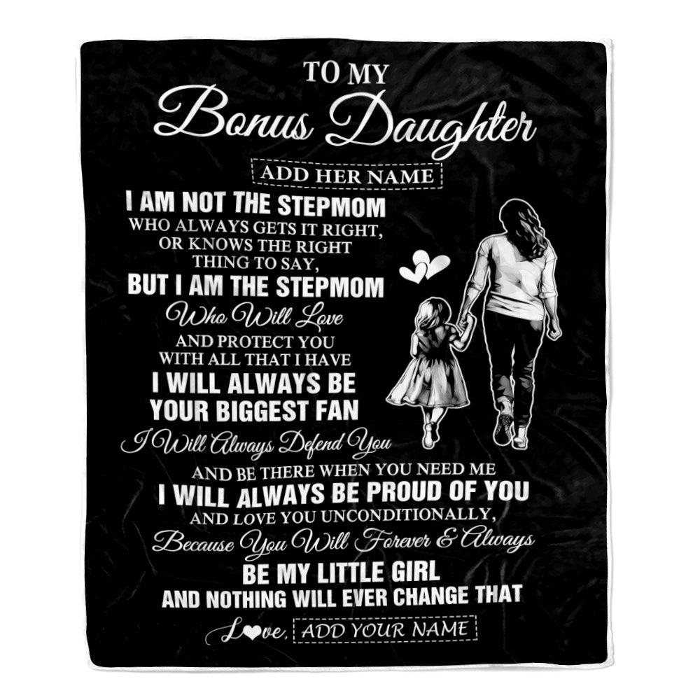 Personalized To My Bonus Daughter Gifts Blanket From Stepmom Biggest Fan Birthday Gifts For Stepdaughter From Stepmother Christmas Custom Fleece Throw Blanket | siriusteestore