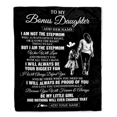 Personalized To My Bonus Daughter Gifts Blanket From Stepmom Biggest Fan Birthday Gifts For Stepdaughter From Stepmother Christmas Custom Fleece Throw Blanket | siriusteestore