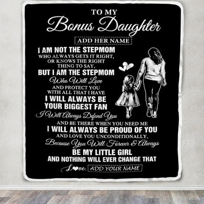 Personalized To My Bonus Daughter Gifts Blanket From Stepmom Biggest Fan Birthday Gifts For Stepdaughter From Stepmother Christmas Custom Fleece Throw Blanket | siriusteestore