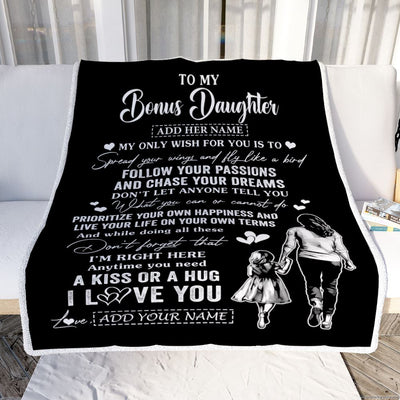Personalized To My Bonus Daughter Gifts Blanket From Stepmom My Only Wish For You Stepdaughter Birthday Gifts Graduation Christmas Fleece Throw Blanket | siriusteestore