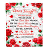 Personalized To My Bonus Daughter Gifts Blanket From Stepmom Rose Flower Present For Adult Birthday Gifts For Stepdaughter Christmas Graduation Fleece Blanket | siriusteestore