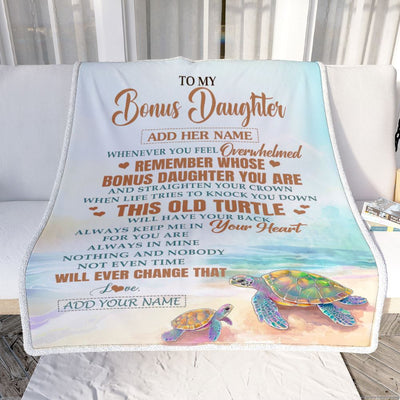 Personalized To My Bonus Daughter Gifts Blanket From Stepmom Whenever Turtle Unique Birthday Gifts For Stepdaughter Graduation Christmas Custom Fleece Blanket | siriusteestore
