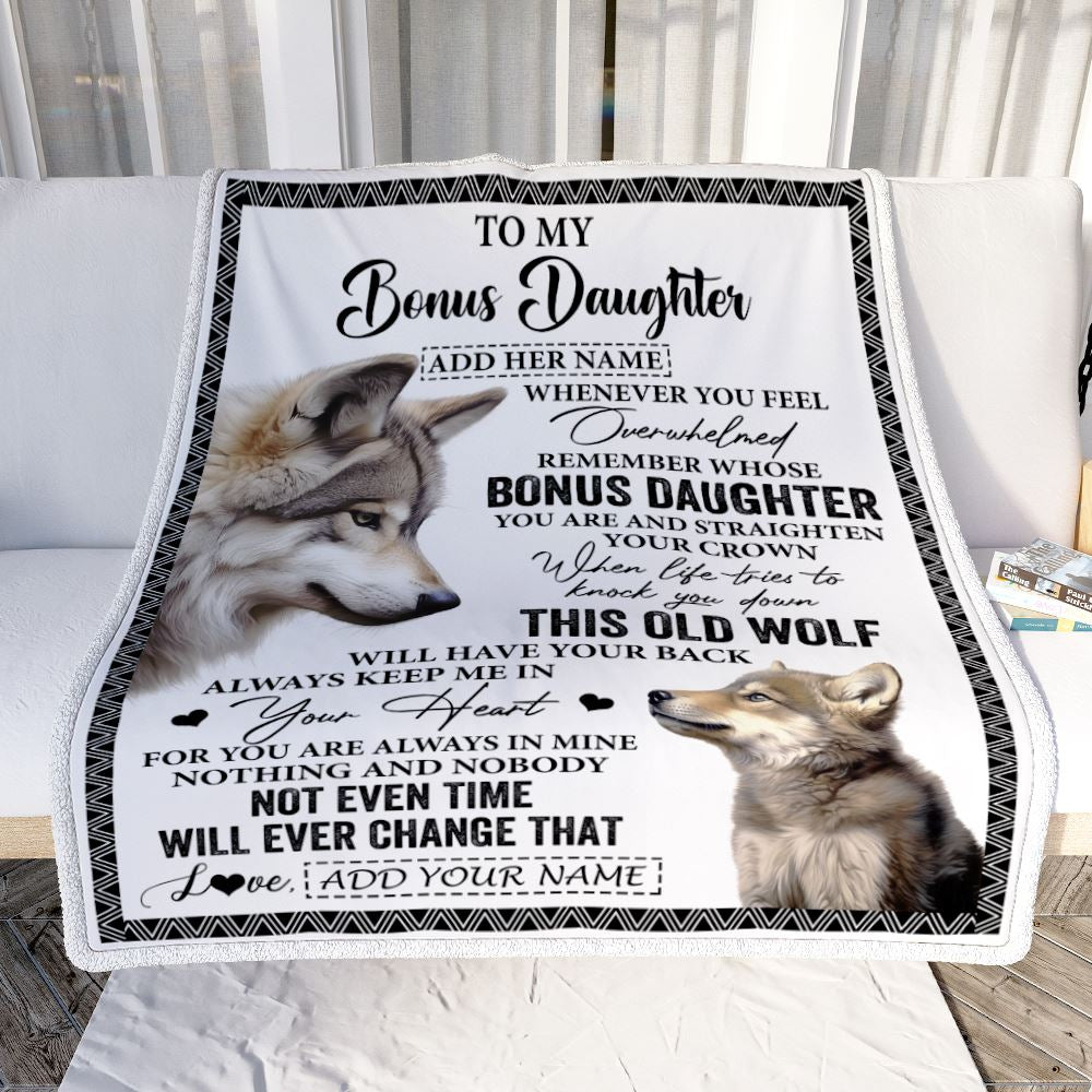 Personalized To My Bonus Daughter Gifts Blanket From Stepmom Whenever Wolf Unique Birthday Gifts For Stepdaughter Graduation Christmas Custom Fleece Blanket | siriusteestore