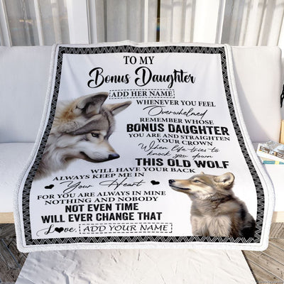 Personalized To My Bonus Daughter Gifts Blanket From Stepmom Whenever Wolf Unique Birthday Gifts For Stepdaughter Graduation Christmas Custom Fleece Blanket | siriusteestore