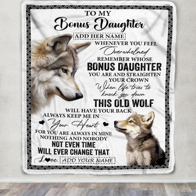 Personalized To My Bonus Daughter Gifts Blanket From Stepmom Whenever Wolf Unique Birthday Gifts For Stepdaughter Graduation Christmas Custom Fleece Blanket | siriusteestore