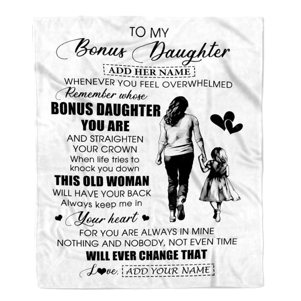Personalized To My Bonus Daughter Gifts Blanket From Stepmom Whenever Woman Unique Birthday Gifts For Stepdaughter Graduation Christmas Custom Fleece Blanket | siriusteestore
