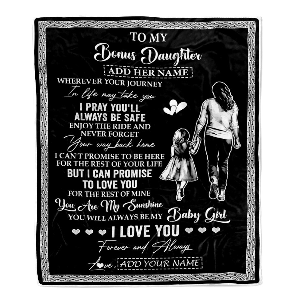 Personalized To My Bonus Daughter Gifts Blanket From Stepmom Wherever Your Journey In Life Stepmother Stepdaughter Birthday Gifts Christmas Fleece Blanket | siriusteestore
