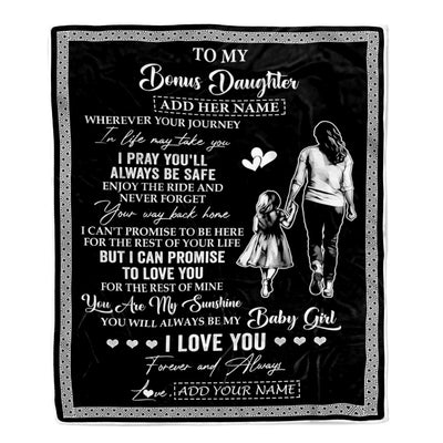 Personalized To My Bonus Daughter Gifts Blanket From Stepmom Wherever Your Journey In Life Stepmother Stepdaughter Birthday Gifts Christmas Fleece Blanket | siriusteestore