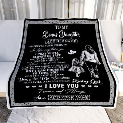 Personalized To My Bonus Daughter Gifts Blanket From Stepmom Wherever Your Journey In Life Stepmother Stepdaughter Birthday Gifts Christmas Fleece Blanket | siriusteestore