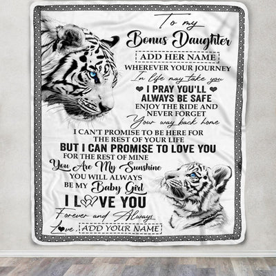 Personalized To My Bonus Daughter Gifts Blanket From Stepmom Wherever Your Journey In Life White Tier Stepdaughter Birthday Gifts Christmas Fleece Blanket | siriusteestore