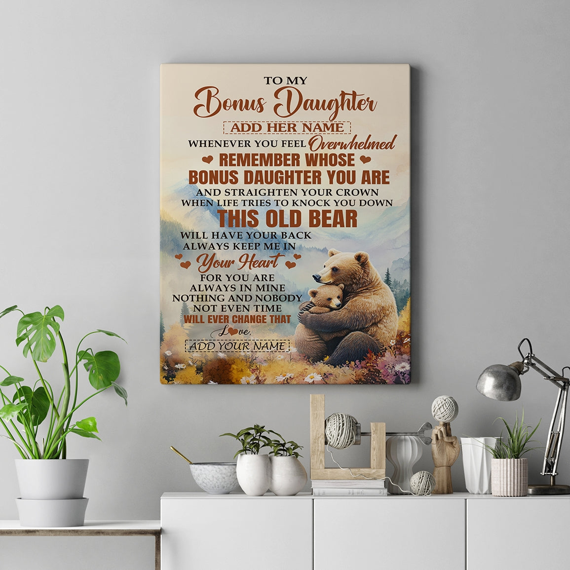 Personalized To My Bonus Daughter Gifts Canvas From Stepmom Whenever Bear Unique Birthday Gifts For Stepdaughter Graduation Christmas Custom  Art Print Framed Canvas | siriusteestore