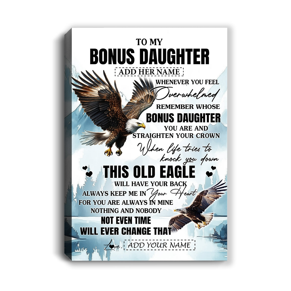 Personalized To My Bonus Daughter Gifts Canvas From Stepmom Whenever Eagle Unique Birthday Gifts For Stepdaughter Graduation Christmas Custom Wall Art Framed Canvas | siriusteestore