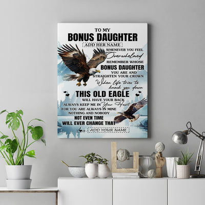 Personalized To My Bonus Daughter Gifts Canvas From Stepmom Whenever Eagle Unique Birthday Gifts For Stepdaughter Graduation Christmas Custom Wall Art Framed Canvas | siriusteestore