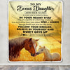 Personalized To My Bonus Daughter Gifts From Step Mom Blanket Don't Give Up Horse Gifts For Stepdaughter Birthday Graduation Christmas Custom Fleece Blanket | siriusteestore
