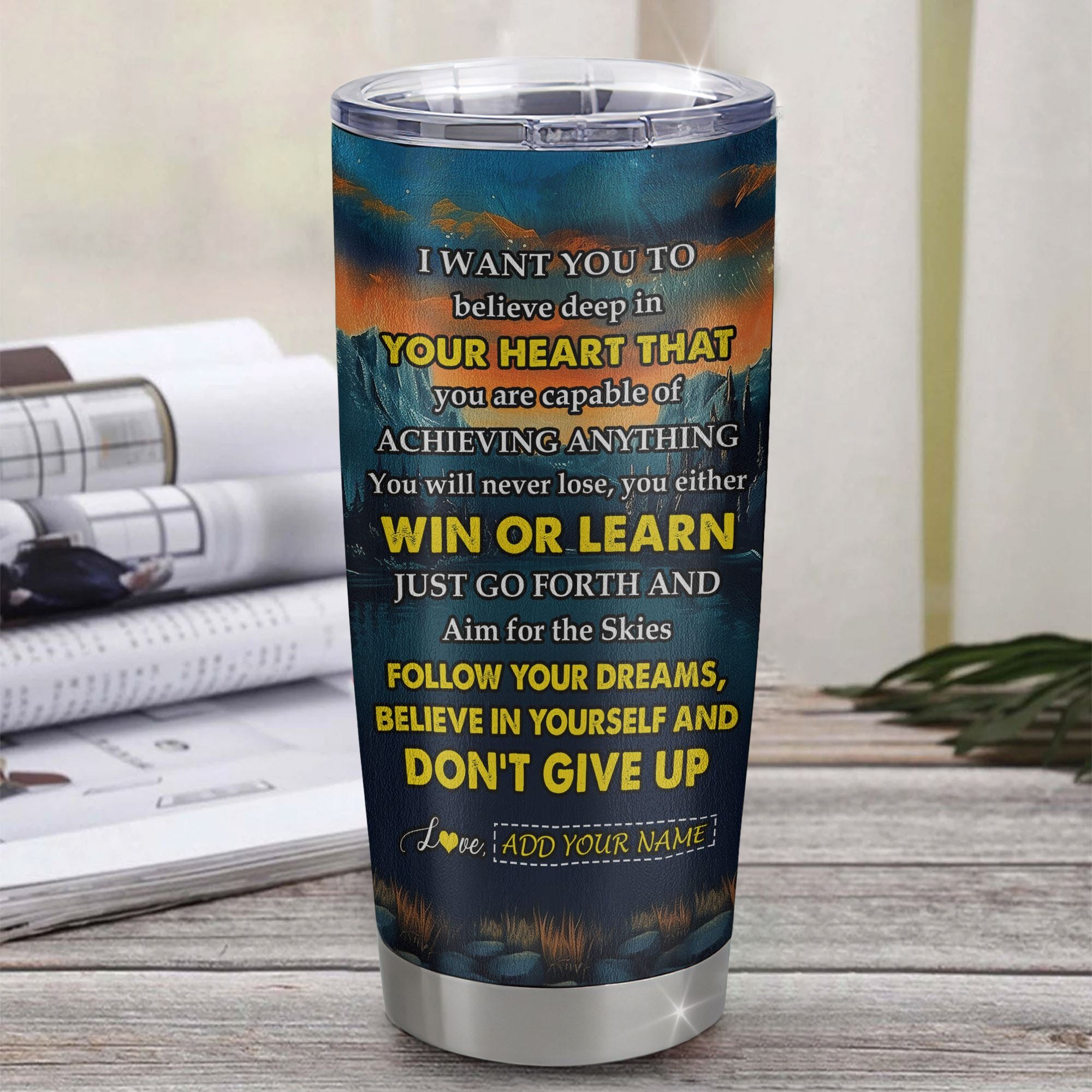 Personalized To My Bonus Daughter Gifts From Step Mom Tumbler Don't Give Up Wolf Gifts For Stepdaughter Birthday Graduation Christmas Custom Cup Travel Mug | siriusteestore