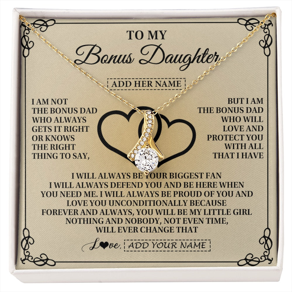 Alluring Beauty Necklace 18K Yellow Gold Finish | 1 | Personalized To My Bonus Daughter Gifts From Stepdad Bonus Daughter Birthday Gifts Jewelry Women Stepdaughter Pendant Necklace Christmas Gift Box Message Card | https://siriusteestore.