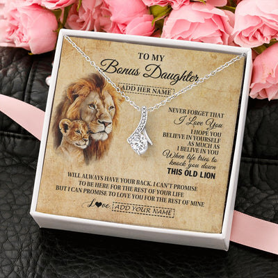 Alluring Beauty Necklace 14K White Gold Finish | 2 | Personalized To My Bonus Daughter Gifts From Stepdad Lion Necklace I Love You Stepdaughter Birthday Gifts Graduation Christmas Custom Gift Box Message Card | siriusteestore.myshopify