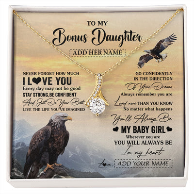 Alluring Beauty Necklace 18K Yellow Gold Finish | 1 | Personalized To My Bonus Daughter Gifts From Stepdad Necklace Eagle Never Forget How Much I Love You Stepdaughter Birthday Christmas Gift Box Message Card | siriusteestore.myshopify