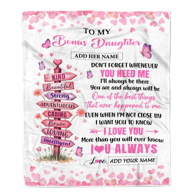 Personalized To My Bonus Daughter Gifts From Stepmom Blanket Kind Beautiful Birthday Gifts For Stepdaughter Graduation Valentines Christmas Fleece Blanket | siriusteestore
