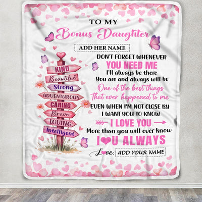 Personalized To My Bonus Daughter Gifts From Stepmom Blanket Kind Beautiful Birthday Gifts For Stepdaughter Graduation Valentines Christmas Fleece Blanket | siriusteestore