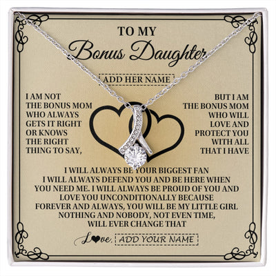 Alluring Beauty Necklace 14K White Gold Finish | 1 | Personalized To My Bonus Daughter Gifts From Stepmom Bonus Daughter Birthday Gifts Jewelry Women Stepdaughter Pendant Necklace Christmas Gift Box Message Card | https://siriusteestore.