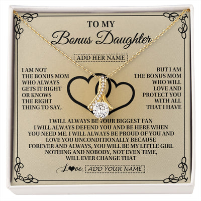 Alluring Beauty Necklace 18K Yellow Gold Finish | 1 | Personalized To My Bonus Daughter Gifts From Stepmom Bonus Daughter Birthday Gifts Jewelry Women Stepdaughter Pendant Necklace Christmas Gift Box Message Card | https://siriusteestore.