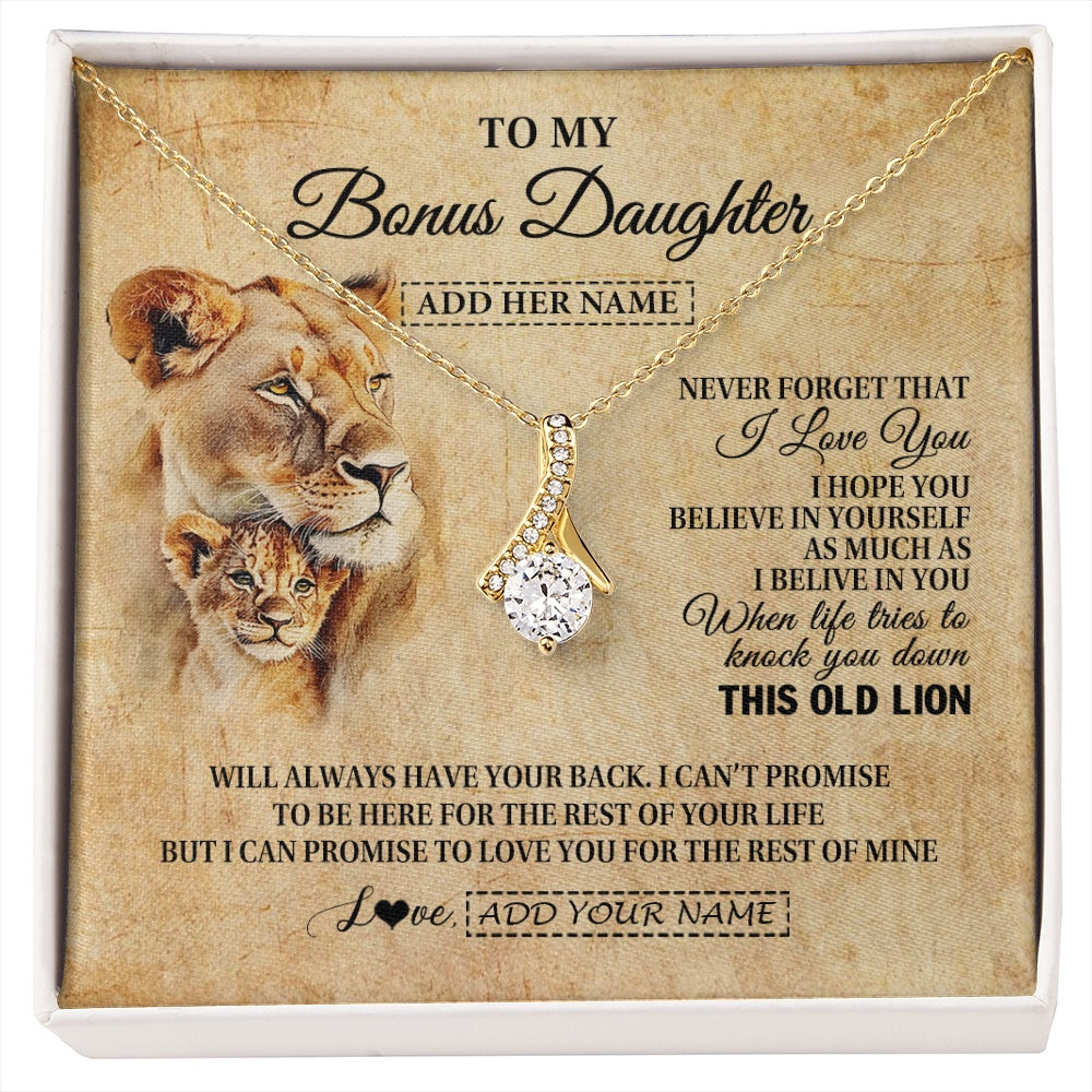 Alluring Beauty Necklace 18K Yellow Gold Finish | 1 | Personalized To My Bonus Daughter Gifts From Stepmom Lion Necklace I Love You Stepdaughter Birthday Gifts Graduation Christmas Custom Gift Box Message Card | siriusteestore.myshopify