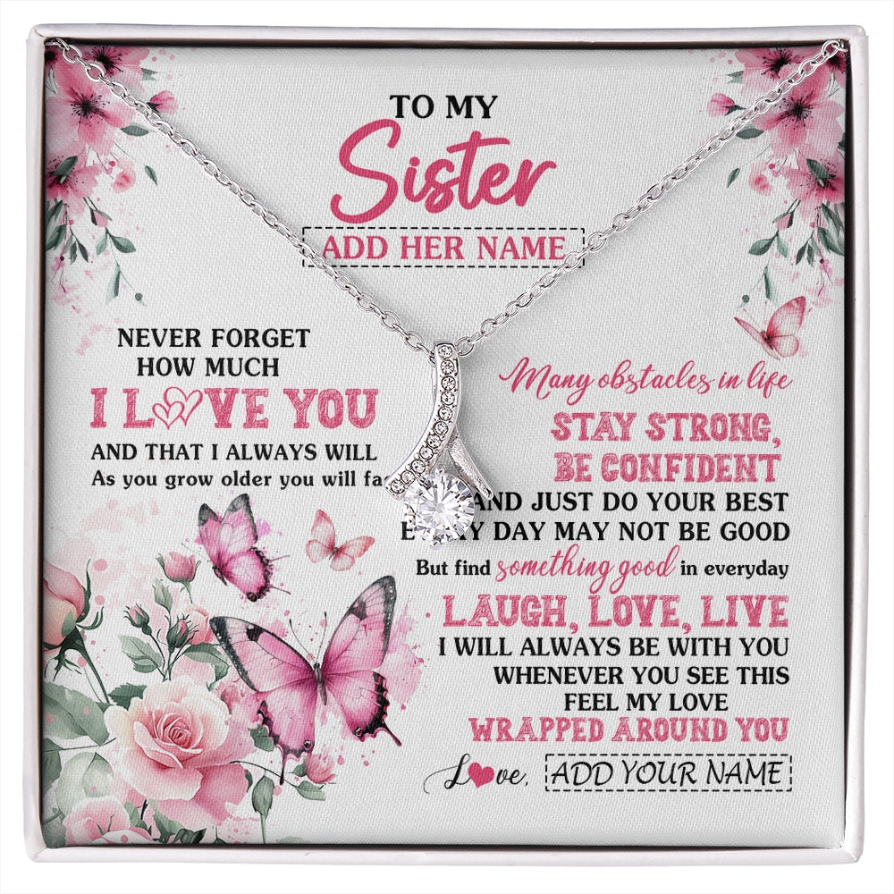 Alluring Beauty Necklace 14K White Gold Finish | 1 | Personalized To My Bonus Daughter Gifts From Stepmom Necklace I Love You Butterfly Birthday Gifts For Stepdaughter Christmas Custom Gift Box Message Card | https://siriusteestore.